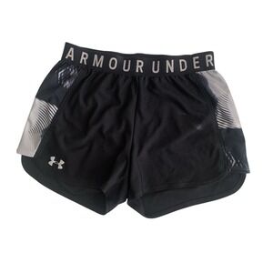 Women's XS Black Gray Under Armor Shorts 2.5 inseam Logo Workout Running Walking